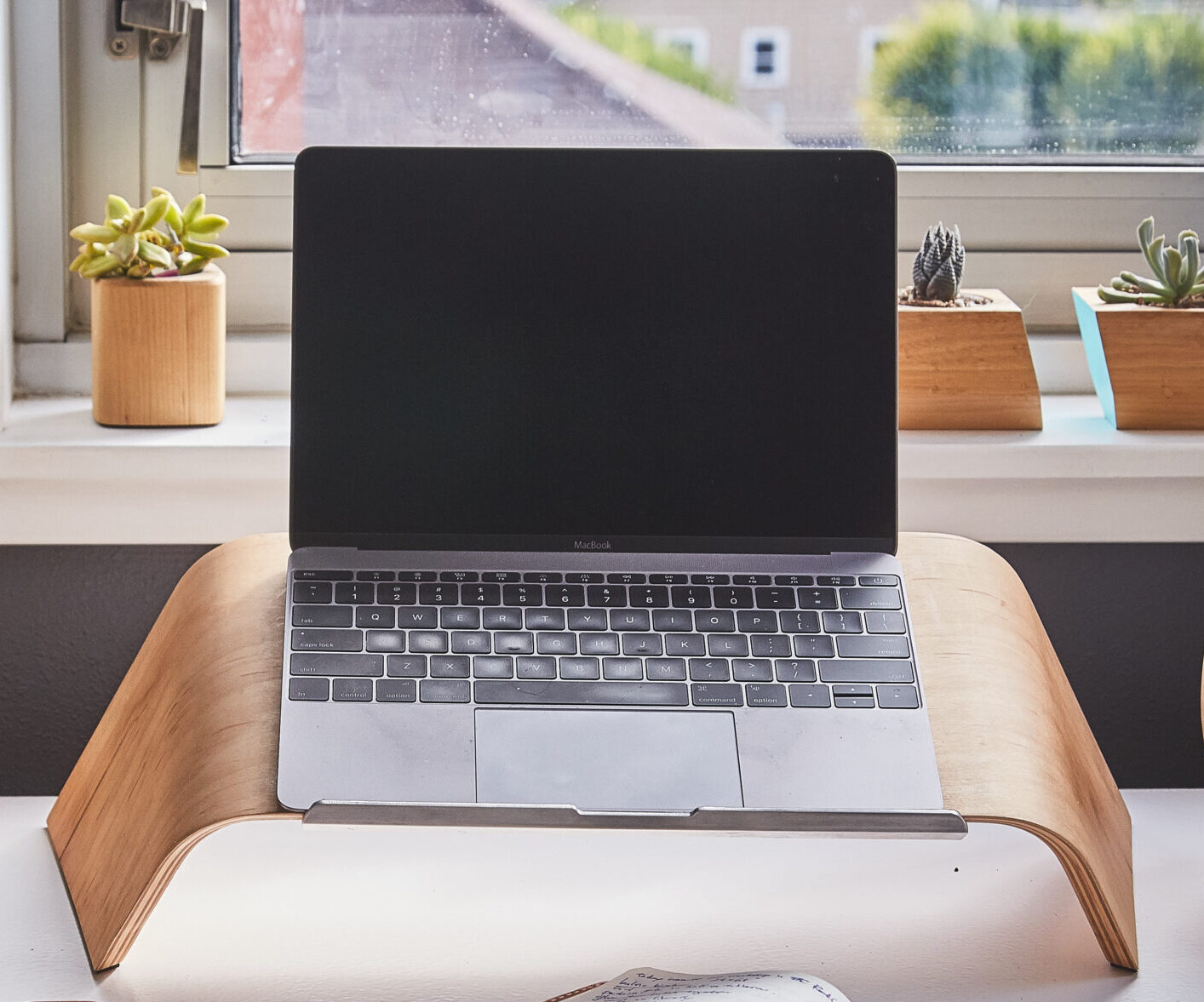 Macbook on stand